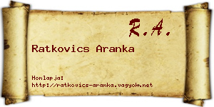 Ratkovics Aranka névjegykártya